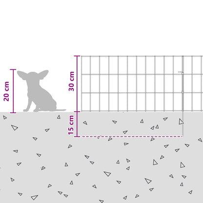 Garden Fence with Stakes 24 pcs 55 x 30 cm Mesh Silver