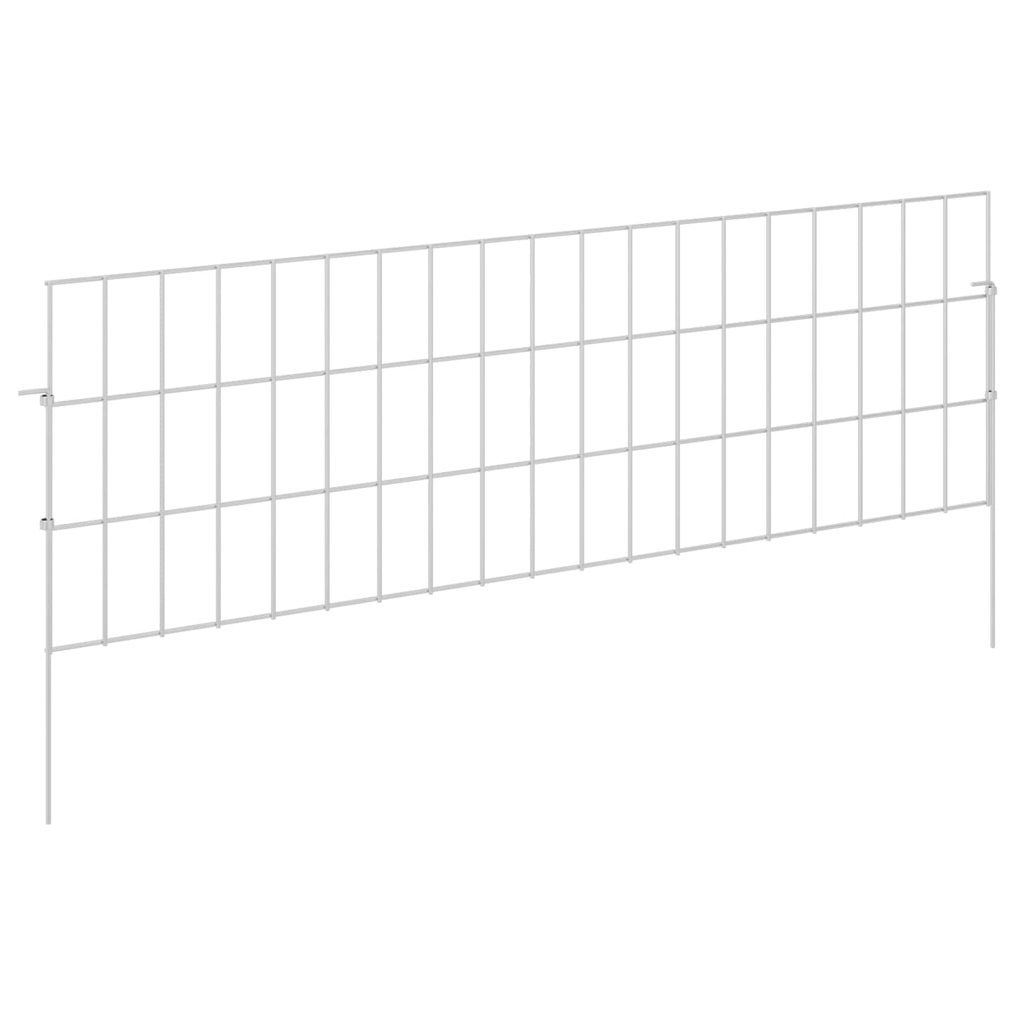Garden Fence with Stakes 12 pcs 95 x 30 cm Mesh Silver