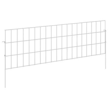 Garden Fence with Stakes 12 pcs 95 x 30 cm Mesh Silver