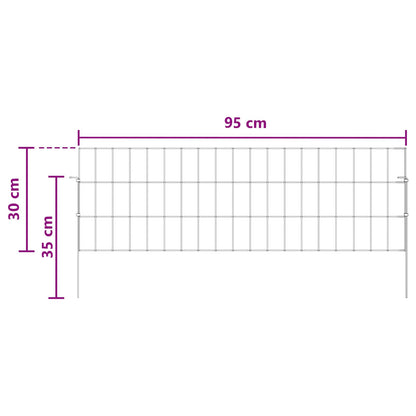 Garden Fence with Stakes 12 pcs 95 x 30 cm Mesh Silver