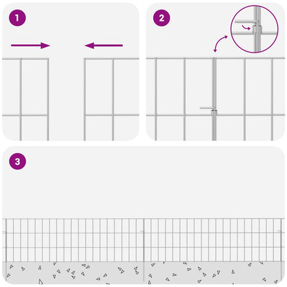 Garden Fence with Stakes 24 pcs 95 x 30 cm Mesh Silver