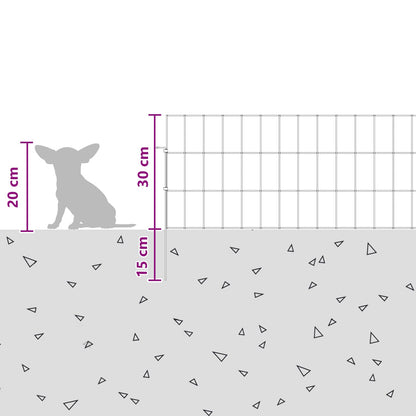 Garden Fence with Stakes 24 pcs 95 x 30 cm Mesh Silver