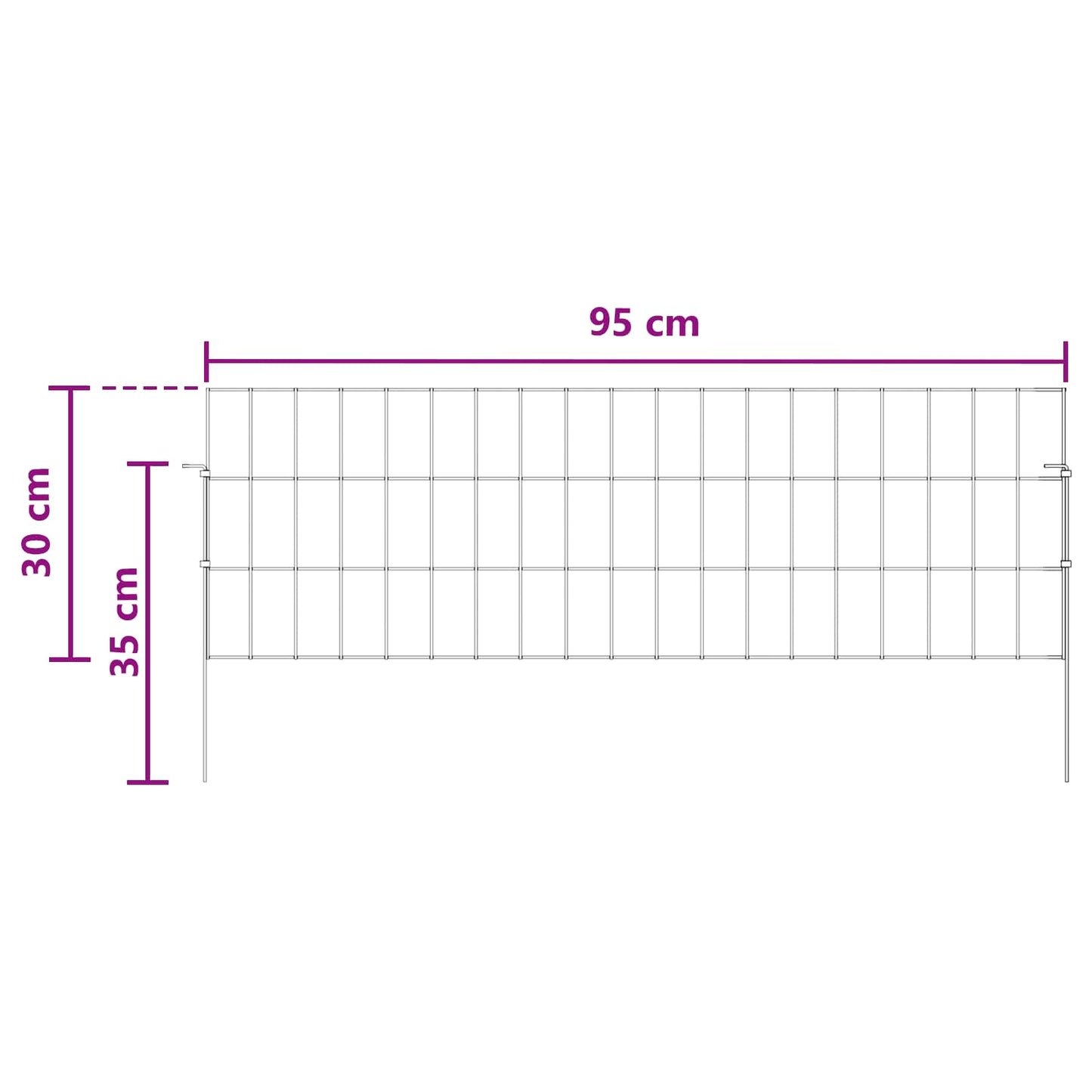 Garden Fence with Stakes 24 pcs 95 x 30 cm Mesh Silver