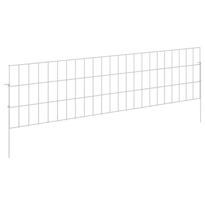Garden Fence with Stakes 12 pcs 115 x 30 cm Mesh Silver