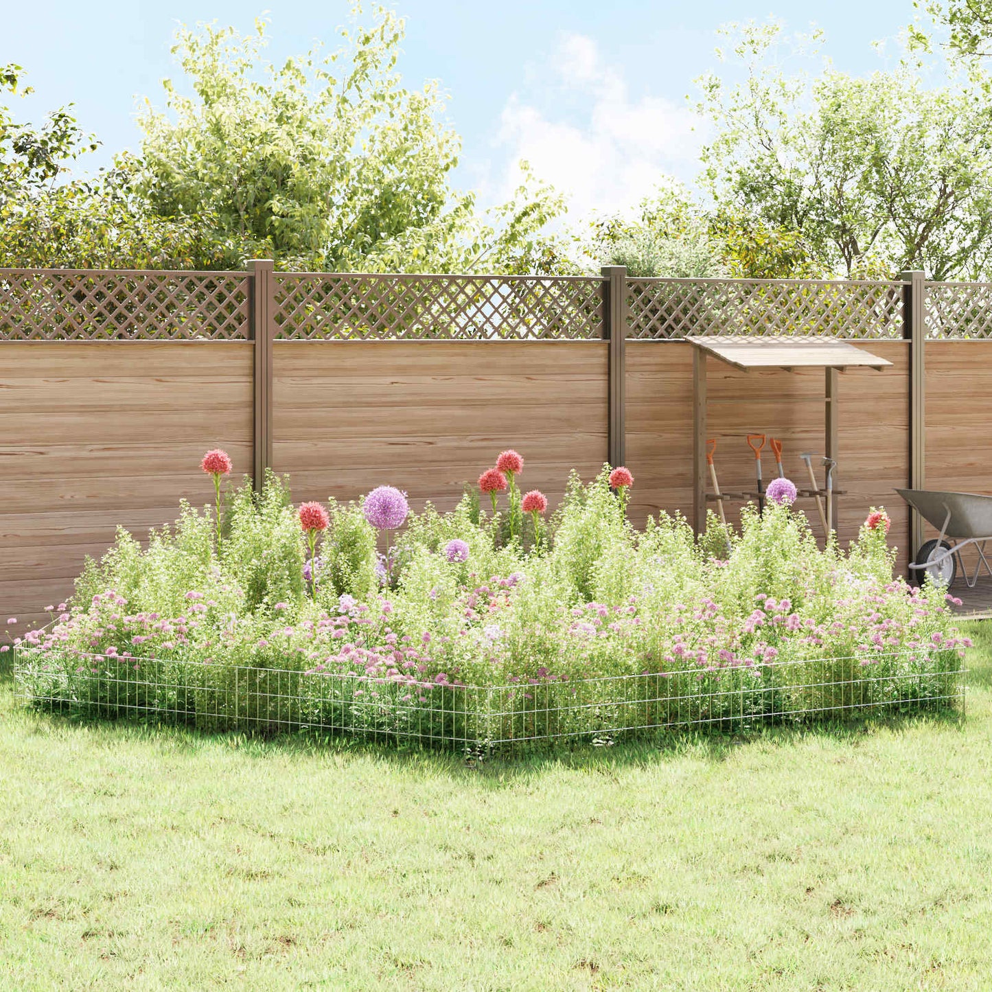 Garden Fence with Stakes 24 pcs 115 x 30 cm Mesh Silver