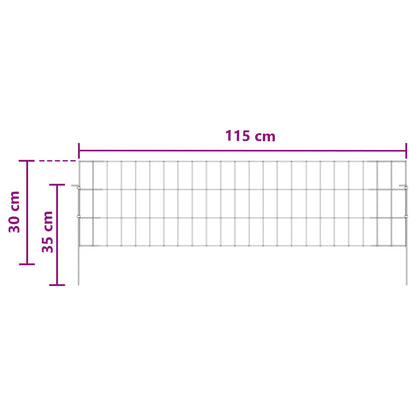 Garden Fence with Stakes 24 pcs 115 x 30 cm Mesh Silver