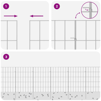 Garden Fence with Stakes 48 pcs 35 x 50 cm Mesh Silver