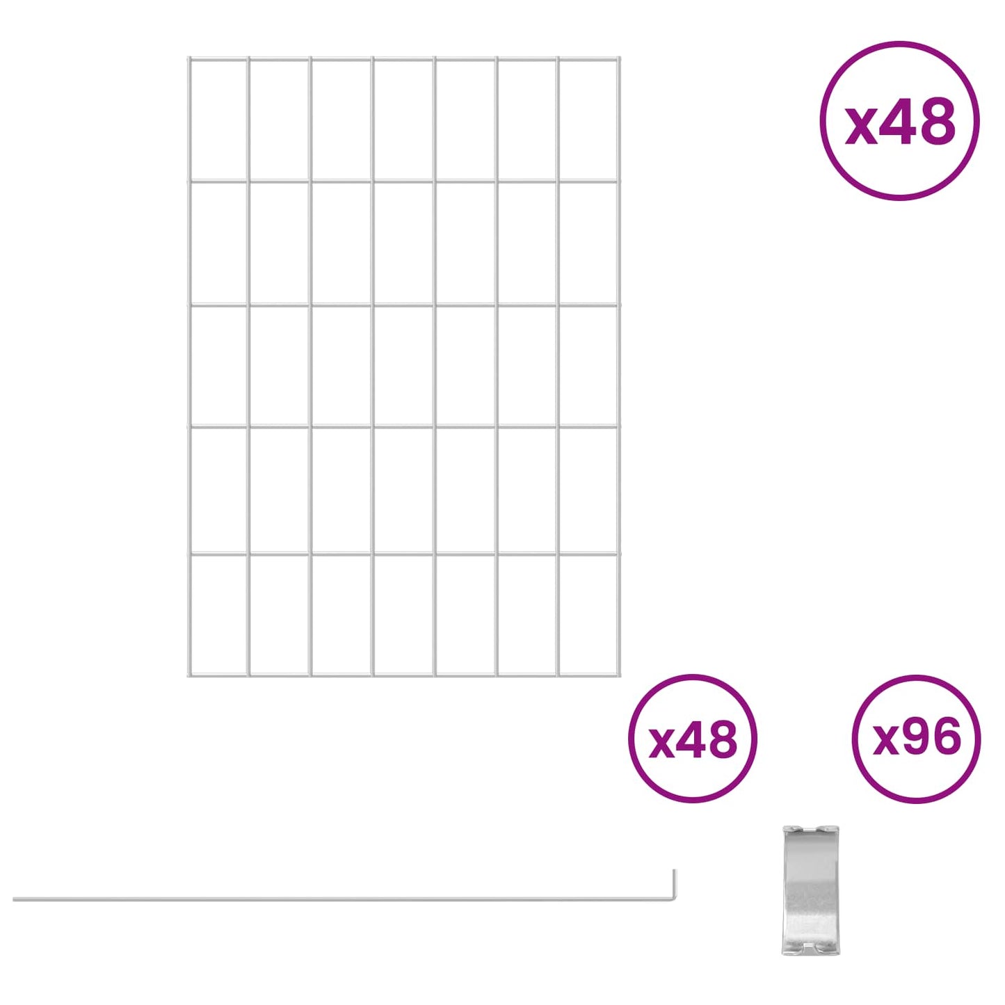 Garden Fence with Stakes 48 pcs 35 x 50 cm Mesh Silver
