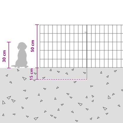 Garden Fence with Stakes 12 pcs 55 x 50 cm Mesh Silver