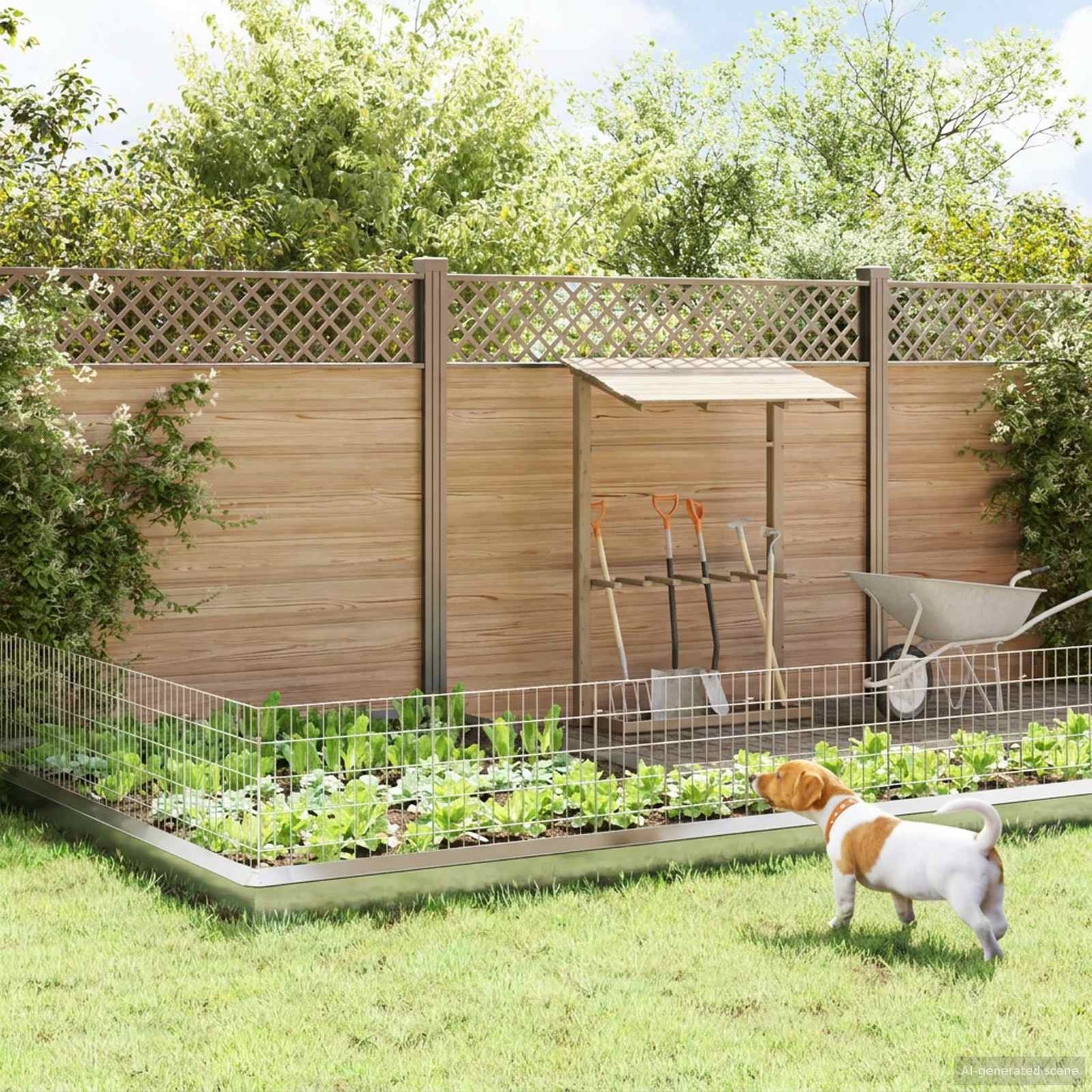 Garden Fence with Stakes 24 pcs 55 x 50 cm Mesh Silver