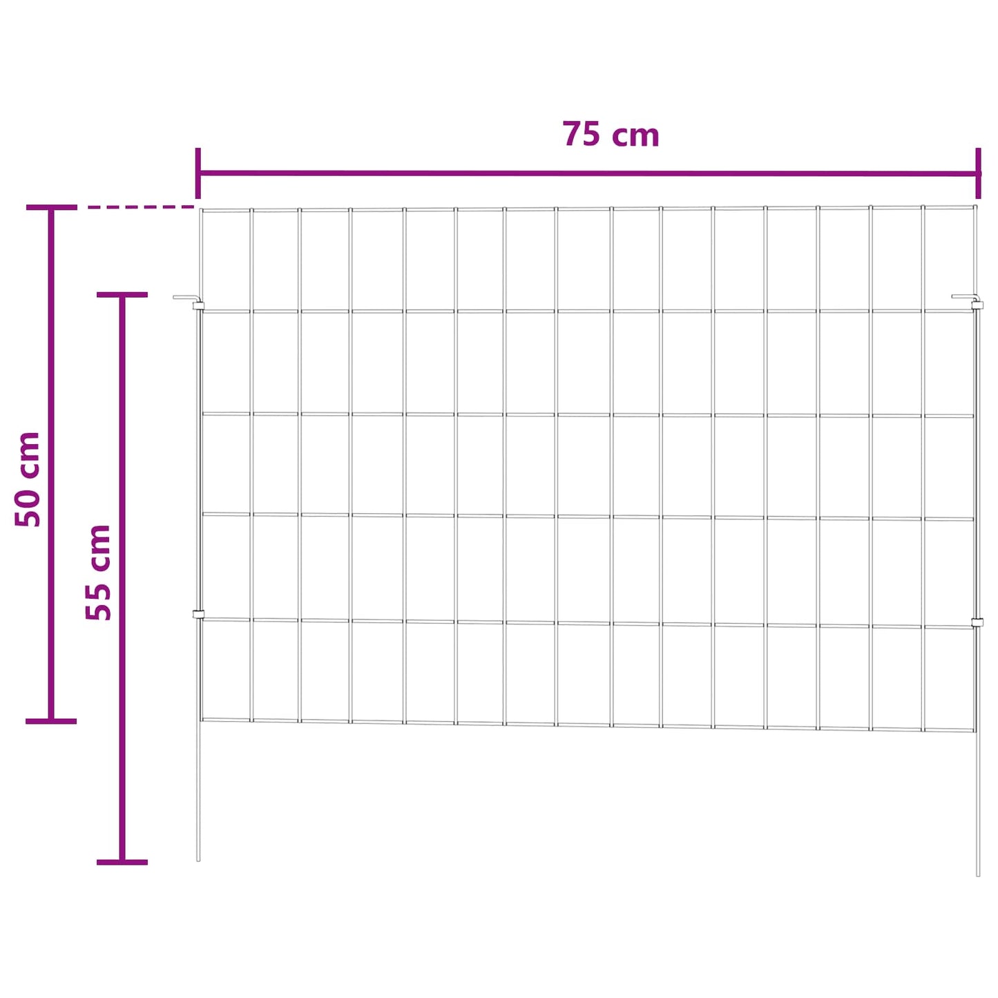 Garden Fence with Stakes 12 pcs 75 x 50 cm Mesh Silver