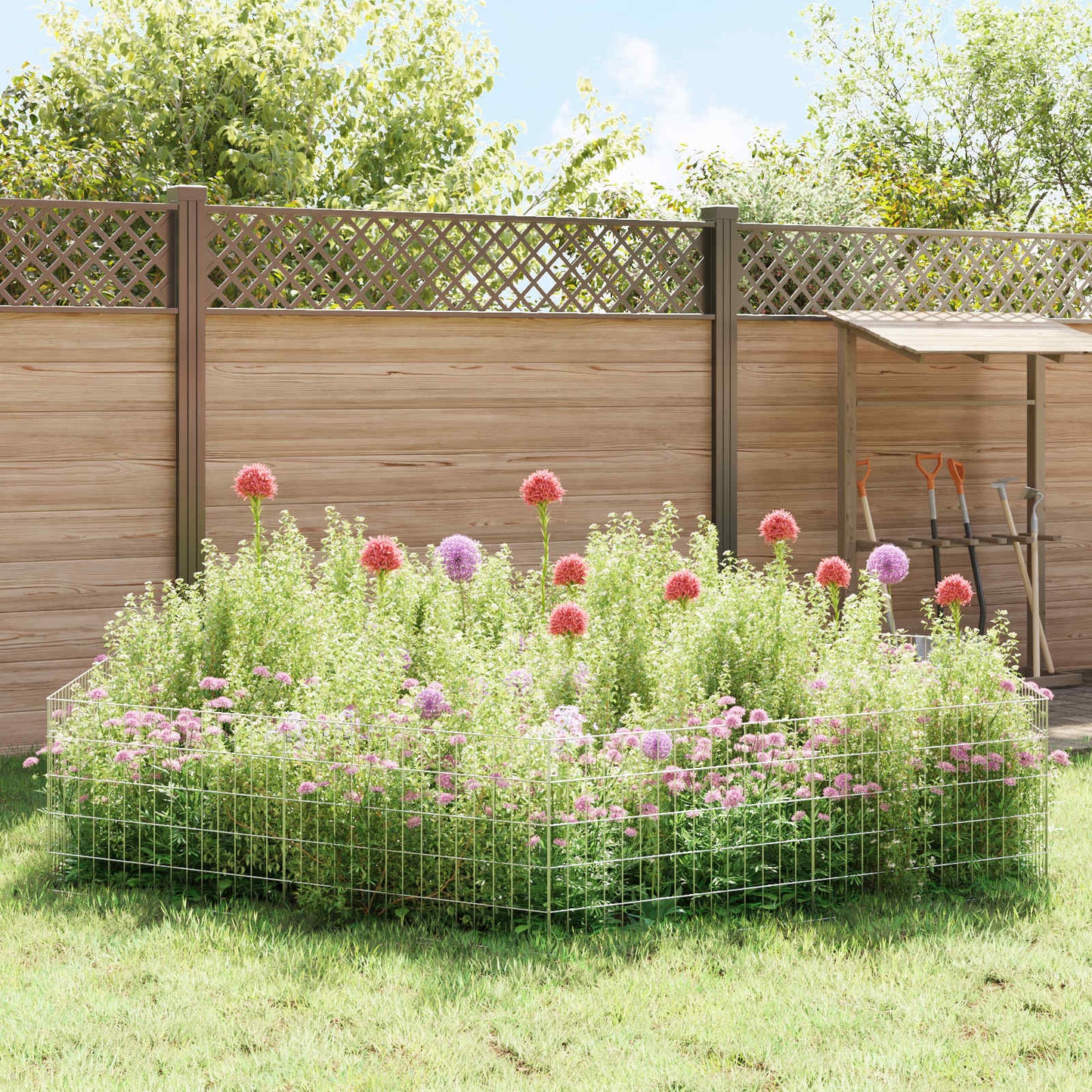 Garden Fence with Stakes 24 pcs 75 x 50 cm Mesh Silver