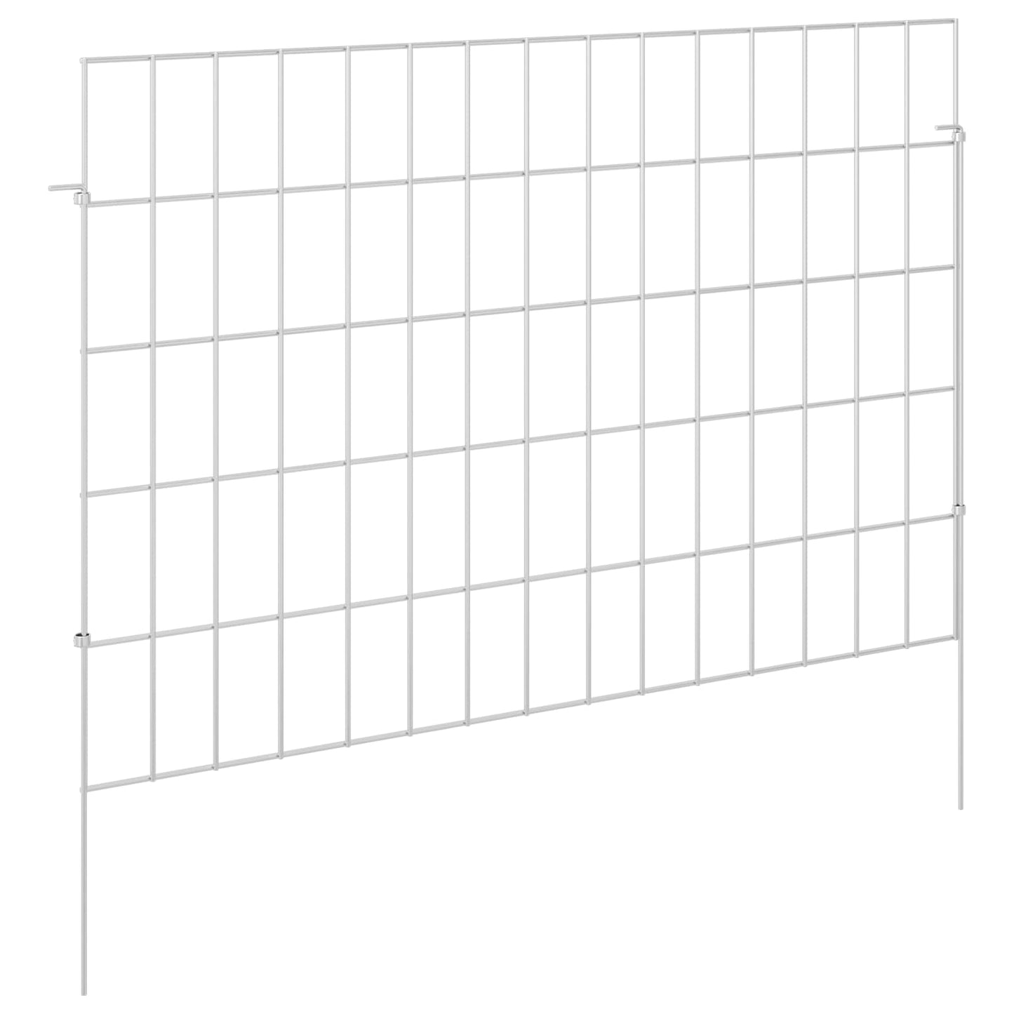 Garden Fence with Stakes 24 pcs 75 x 50 cm Mesh Silver