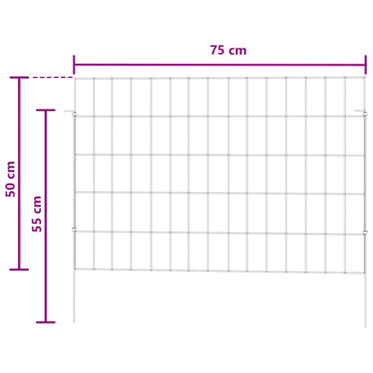 Garden Fence with Stakes 24 pcs 75 x 50 cm Mesh Silver
