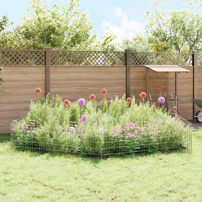 Garden Fence with Stakes 24 pcs 95 x 50 cm Mesh Silver