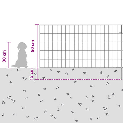 Garden Fence with Stakes 24 pcs 95 x 50 cm Mesh Silver