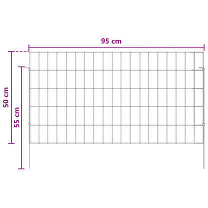 Garden Fence with Stakes 24 pcs 95 x 50 cm Mesh Silver