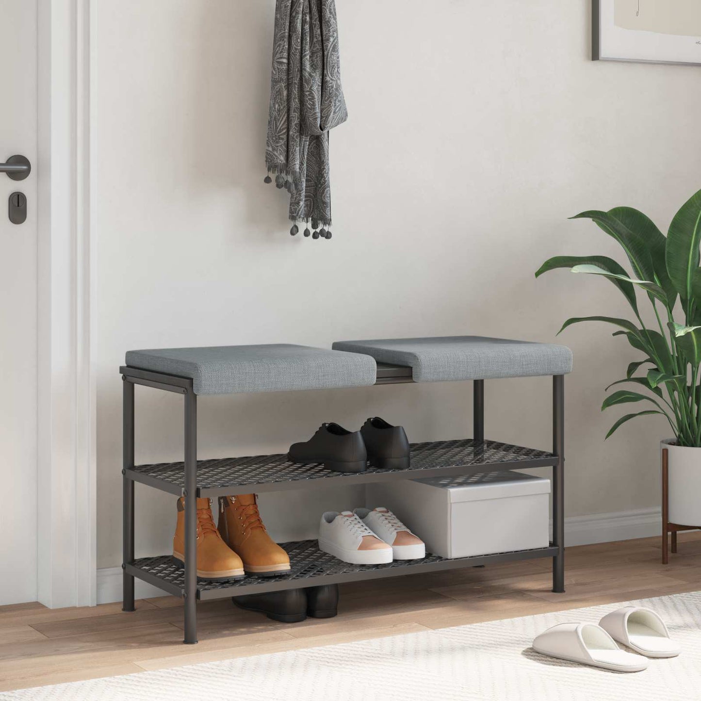 Bench Cushion 2 pcs Fabric Light Grey Depth 35 cm