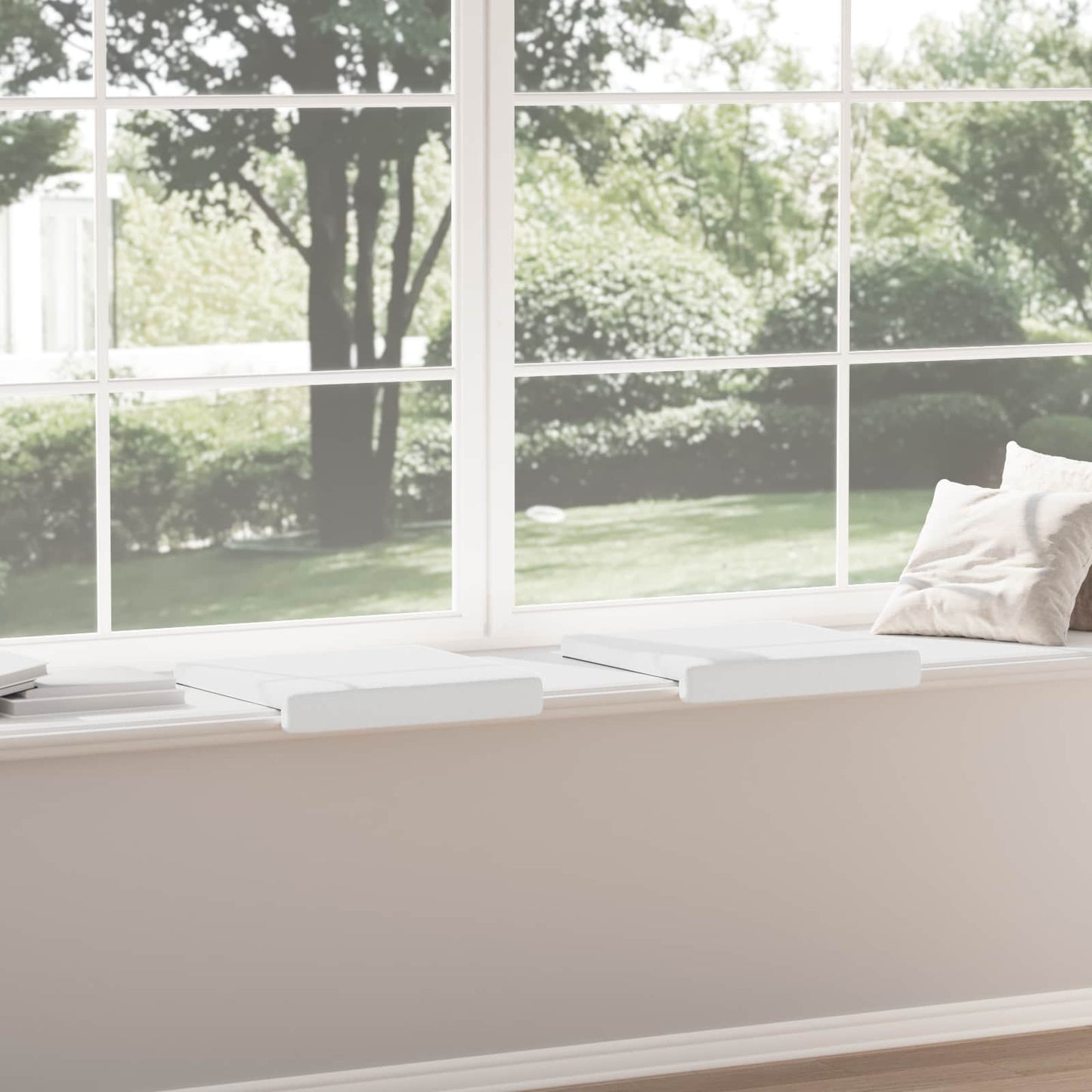 Bench Cushion 2 pcs Fabric White Depth 35 cm