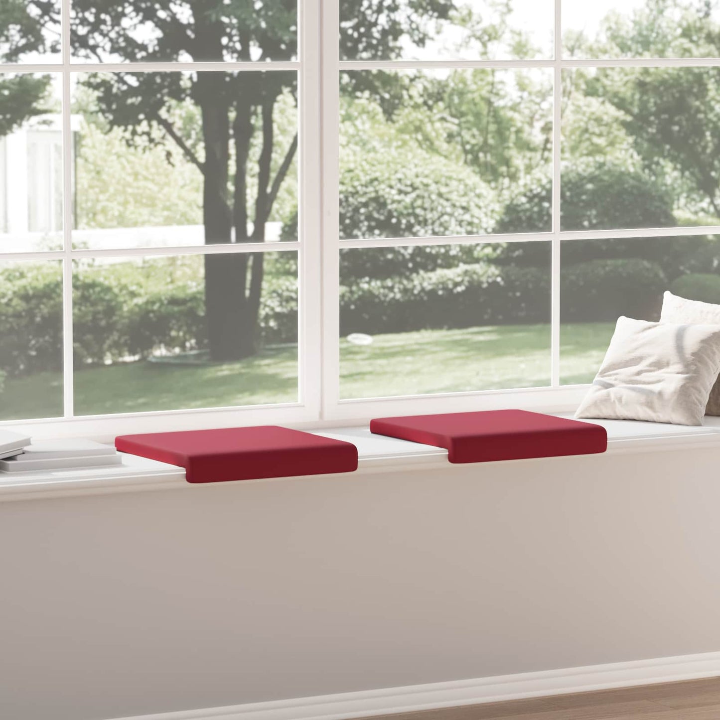 Bench Cushion 2 pcs Faux Leather Wine Red Depth 35 cm
