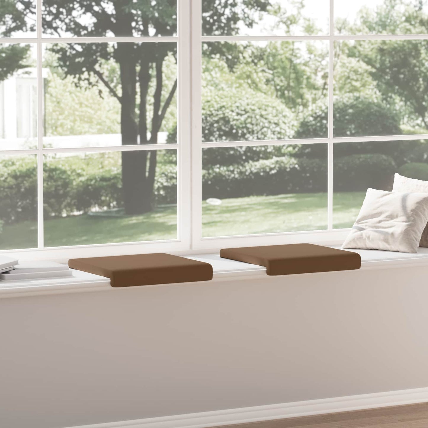 Bench Cushion 2 pcs Faux Leather Cappuccino Depth 35 cm