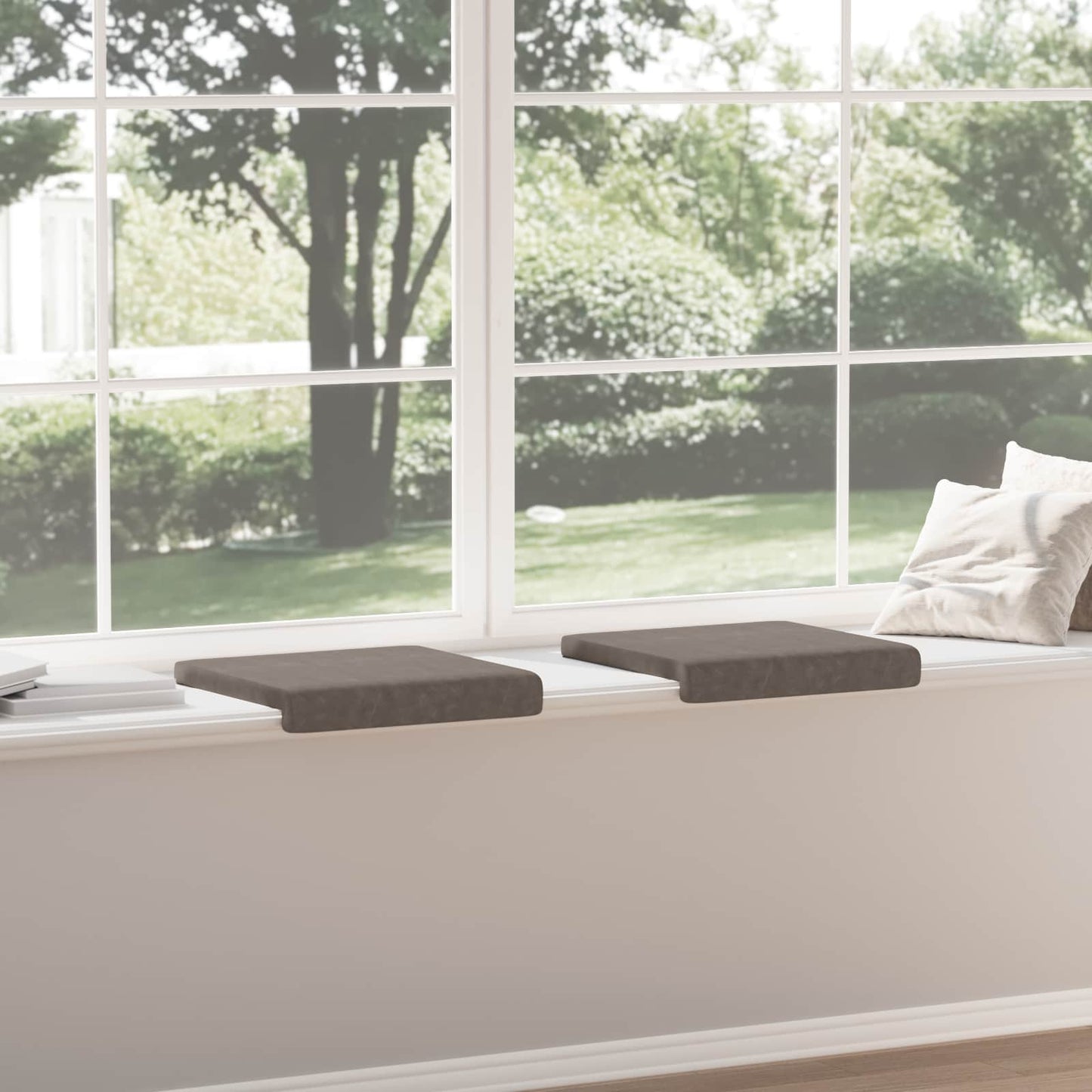 Bench Cushion 2 pcs Faux Leather Grey Depth 35 cm