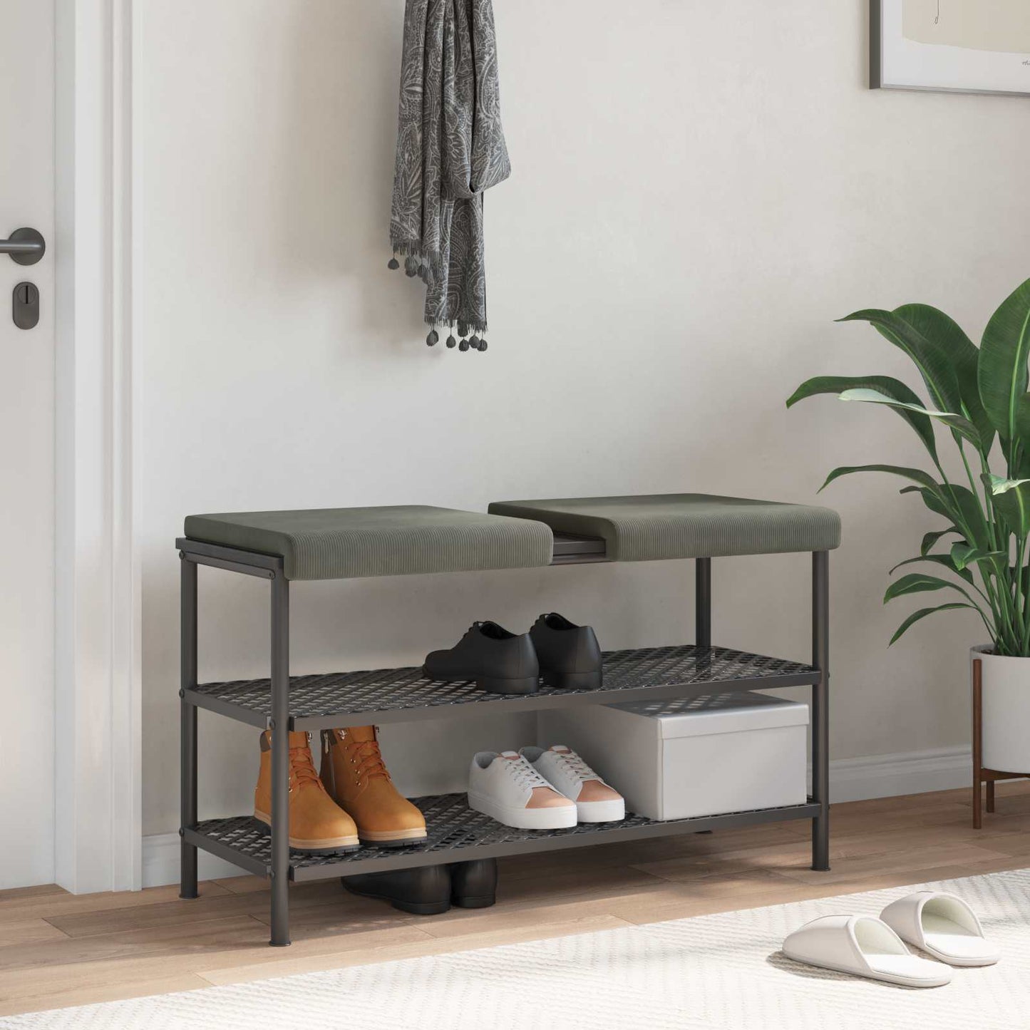 Bench Cushion 2 pcs Corduroy Light Grey Depth 35 cm