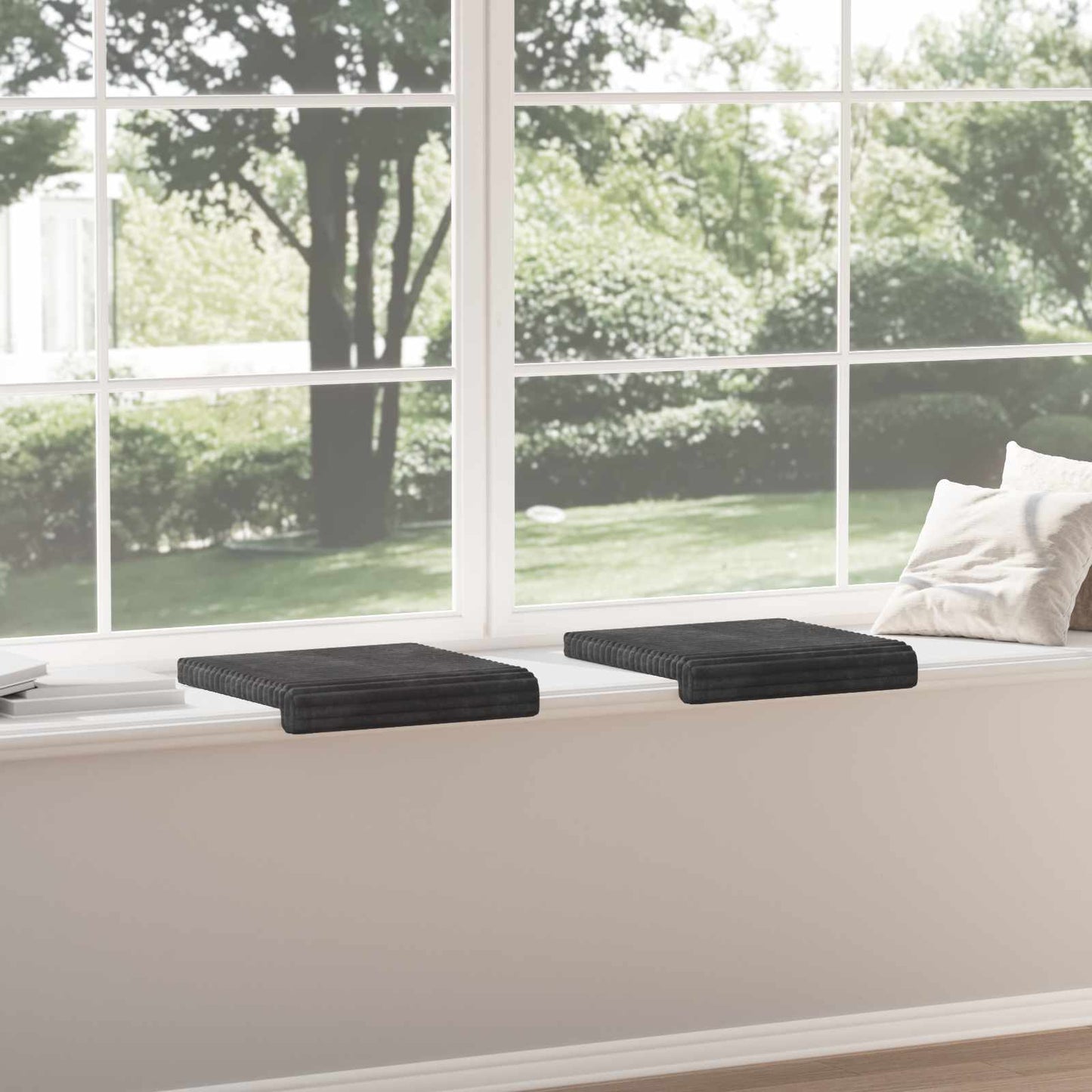 Bench Cushion 2 pcs Plush Corduroy Dark Grey Depth 35 cm