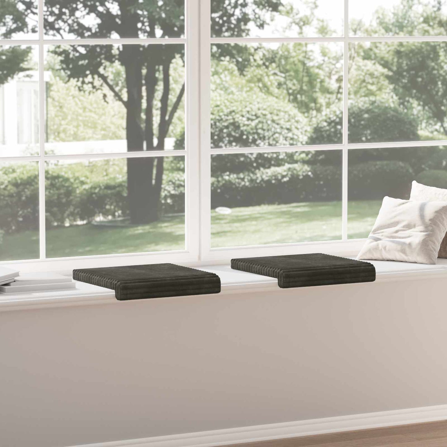 Bench Cushion 2 pcs Plush Corduroy Anthracite Depth 35 cm
