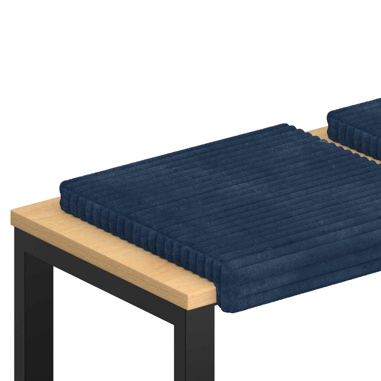 Bench Cushion 2 pcs Plush Corduroy Navy Blue Depth 35 cm