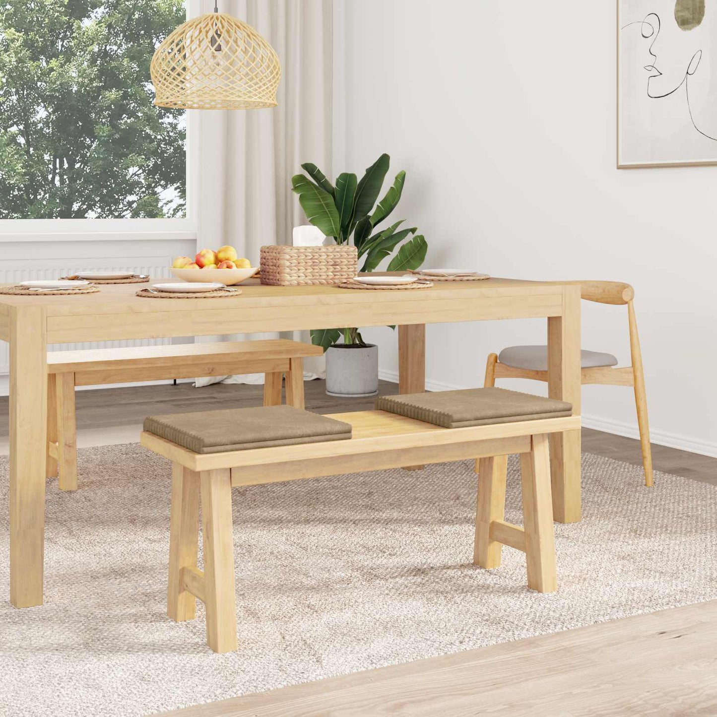 Bench Cushion 2 pcs Plush Corduroy Taupe Depth 35 cm
