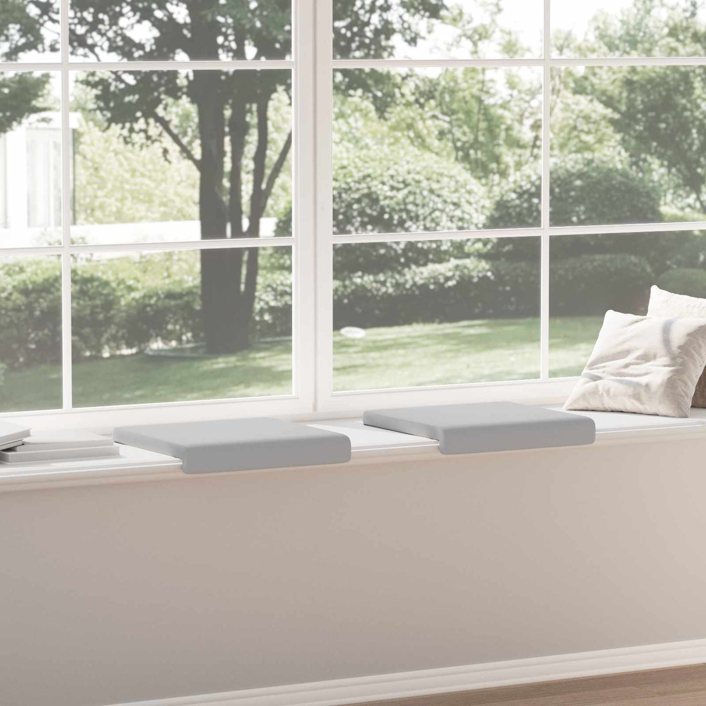 Bench Cushion 2 pcs Textured Velvet Light Grey Depth 35 cm