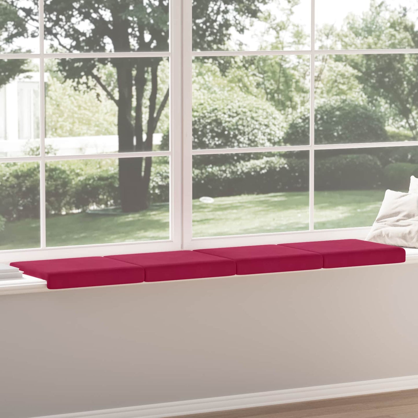 Bench Cushion 4 pcs Velvet Wine Red Depth 35 cm