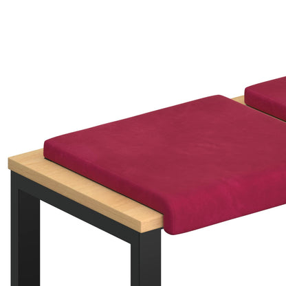 Bench Cushion 4 pcs Velvet Wine Red Depth 35 cm