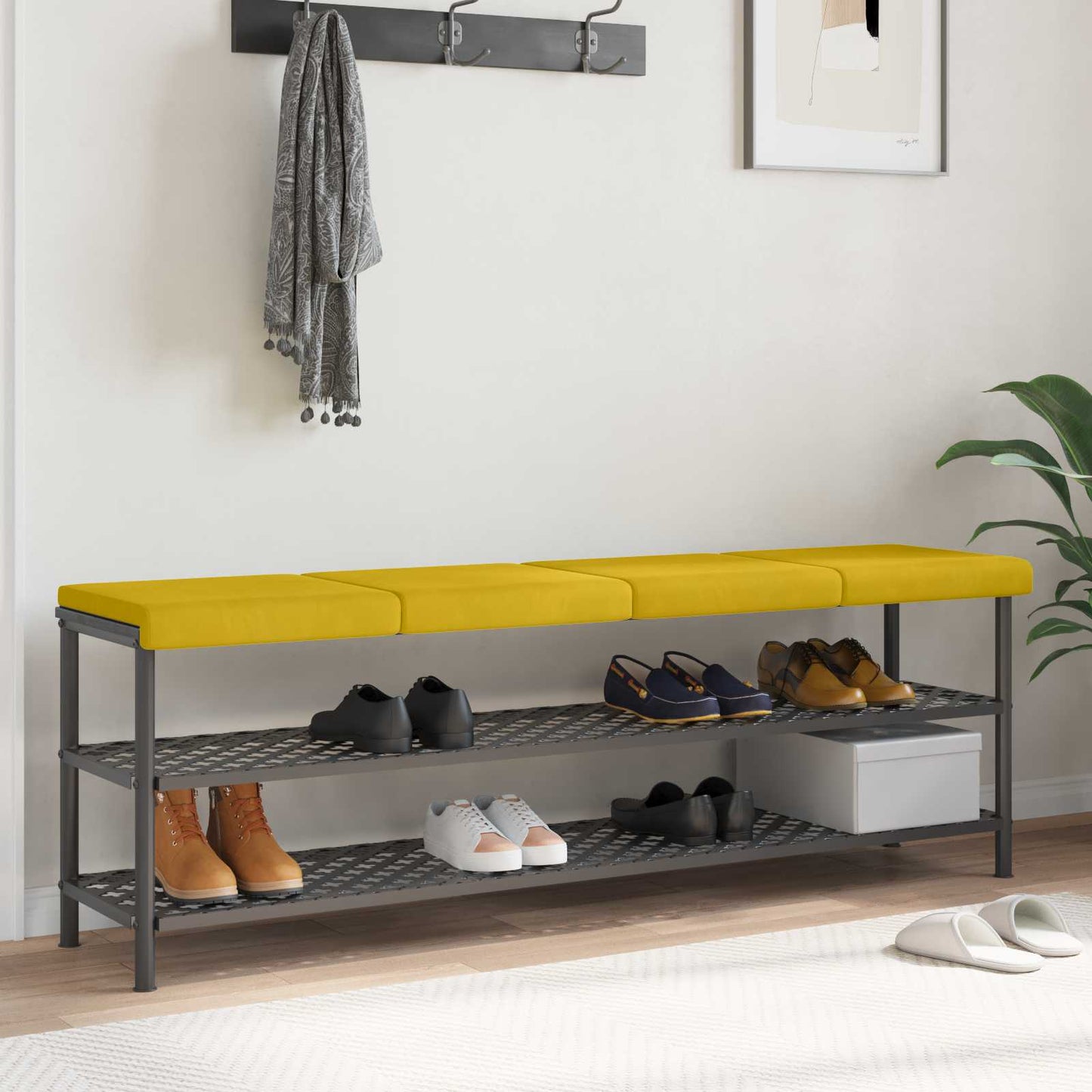 Bench Cushion 4 pcs Velvet Yellow Depth 35 cm