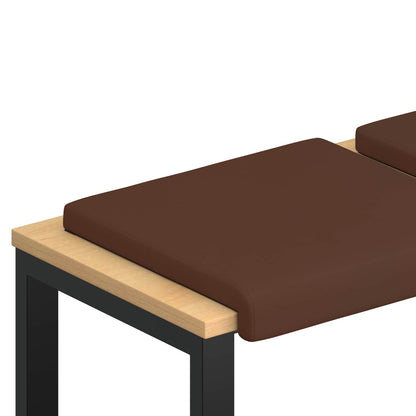 Bench Cushion 4 pcs Faux Leather Brown Depth 35 cm