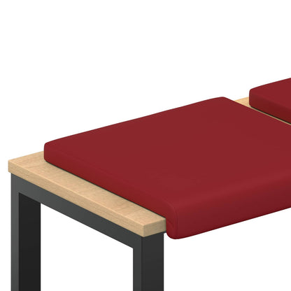 Bench Cushion 4 pcs Faux Leather Wine Red Depth 35 cm