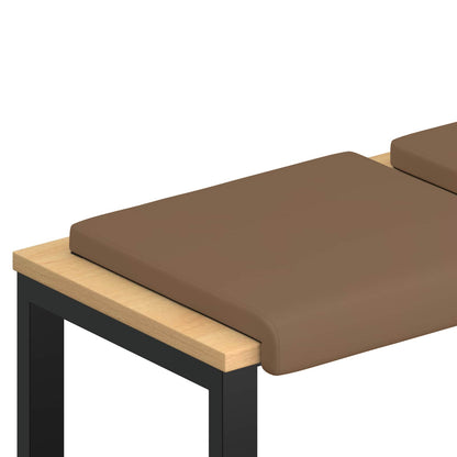 Bench Cushion 4 pcs Faux Leather Cappuccino Depth 35 cm