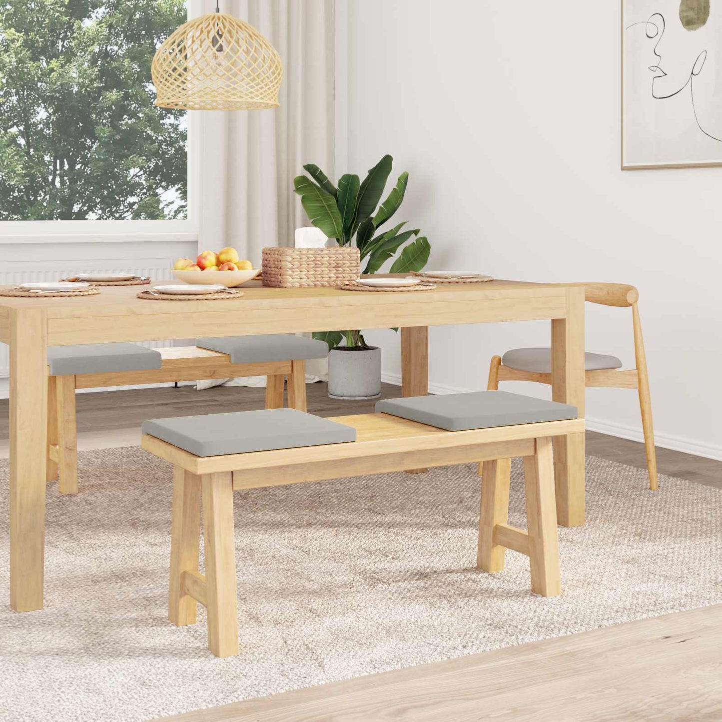 Bench Cushion 4 pcs Microfiber Light Grey Depth 35 cm