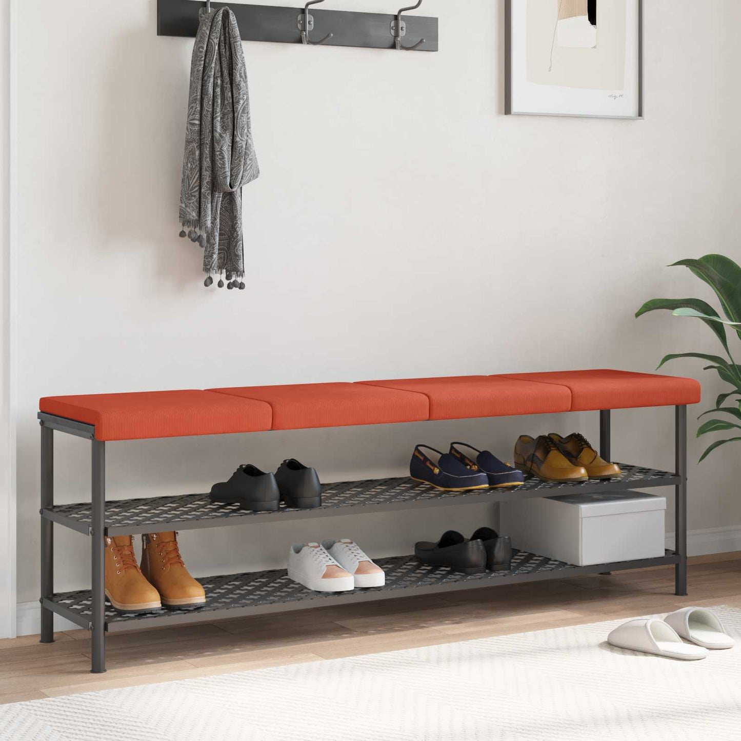 Bench Cushion 4 pcs Corduroy Red Orange Depth 35 cm