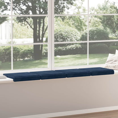 Bench Cushion 4 pcs Plush Corduroy Navy Blue Depth 35 cm