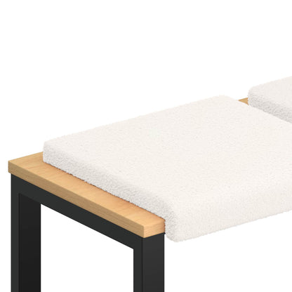 Bench Cushion 4 pcs Sherpa Fabric Cream Depth 35 cm