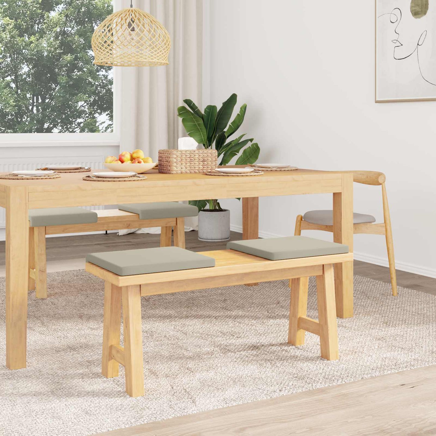 Bench Cushion 4 pcs Textured Velvet Sand Depth 35 cm