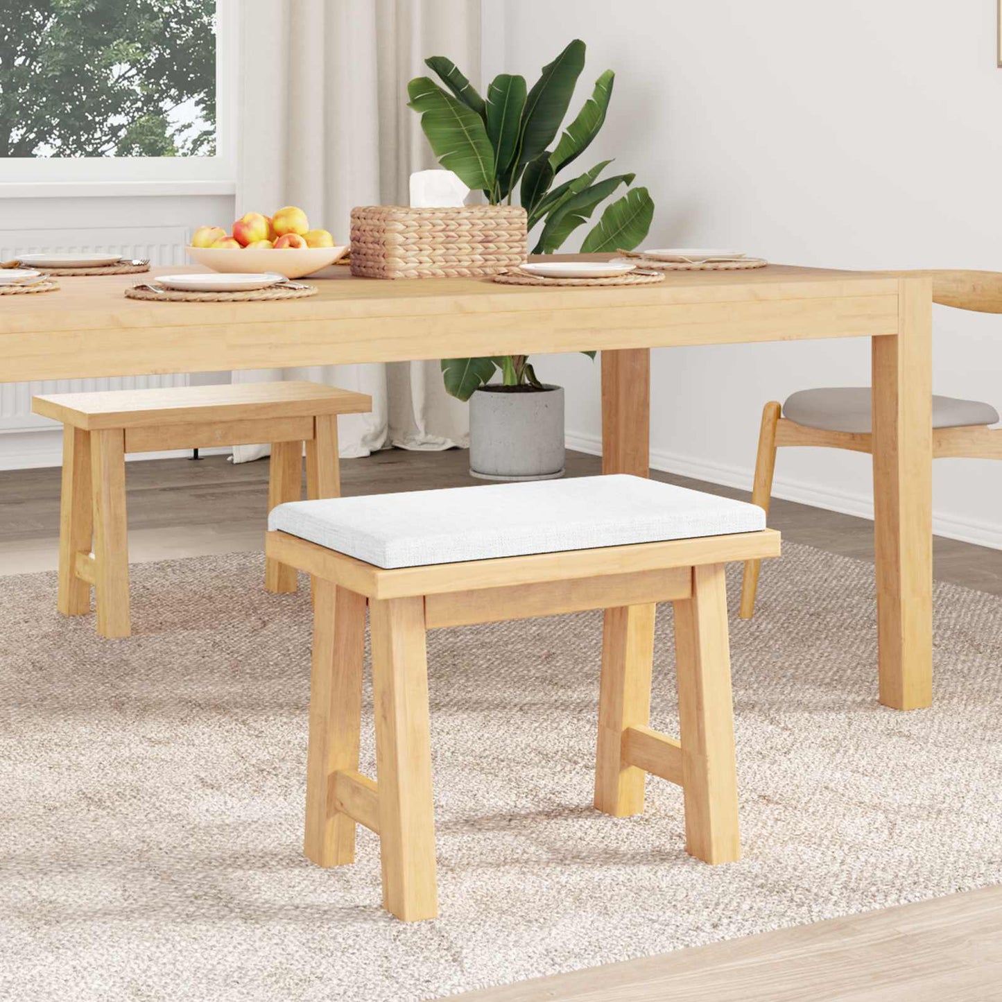 Bench Cushion Fabric White Depth 35 cm