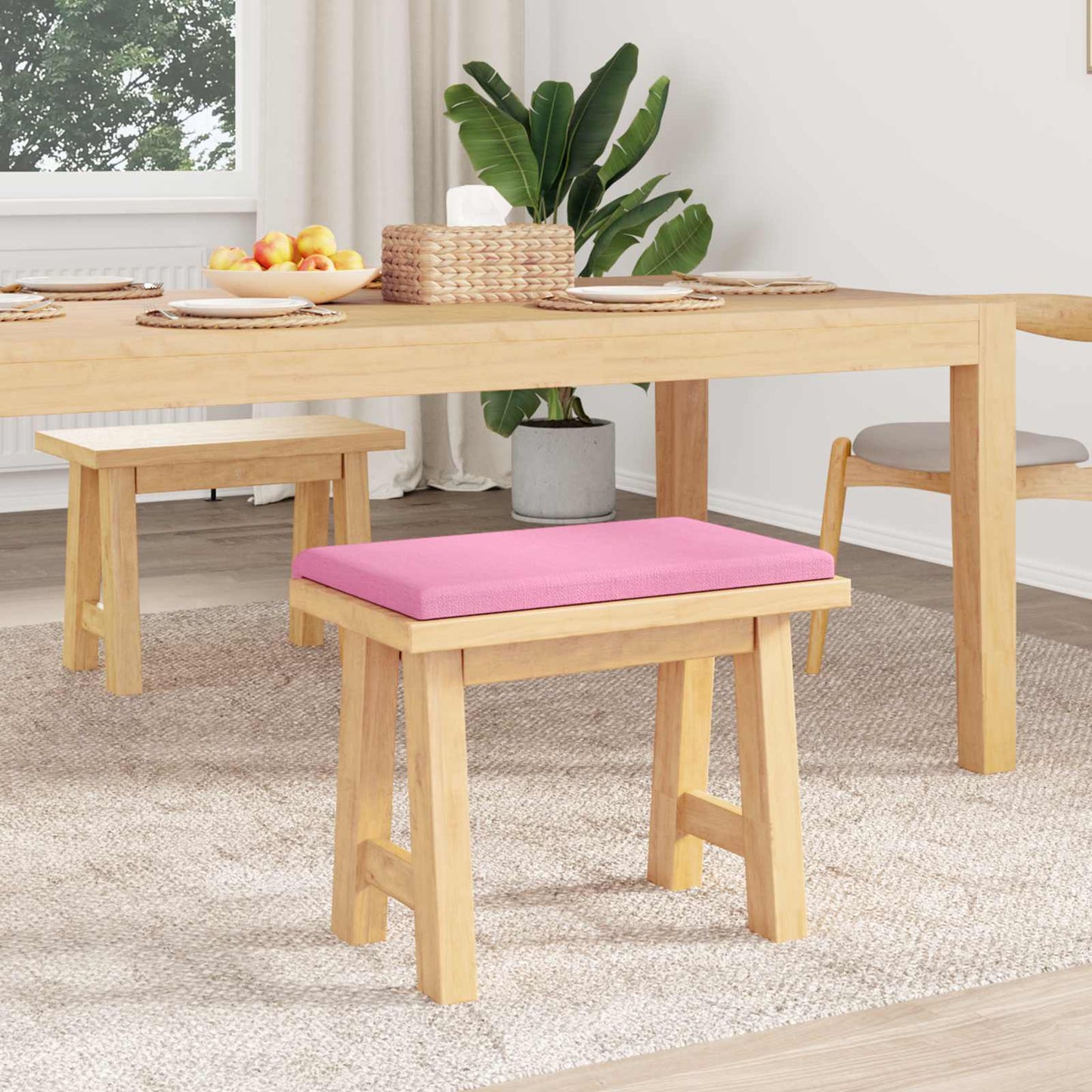Bench Cushion Fabric Pink Depth 35 cm