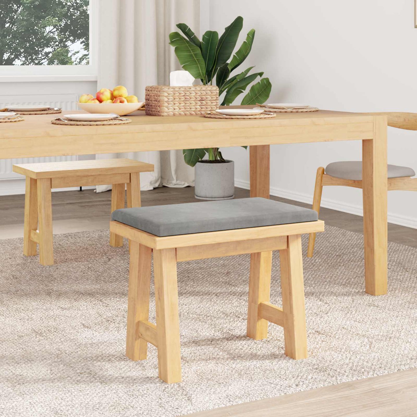 Bench Cushion Velvet Light Grey Depth 35 cm