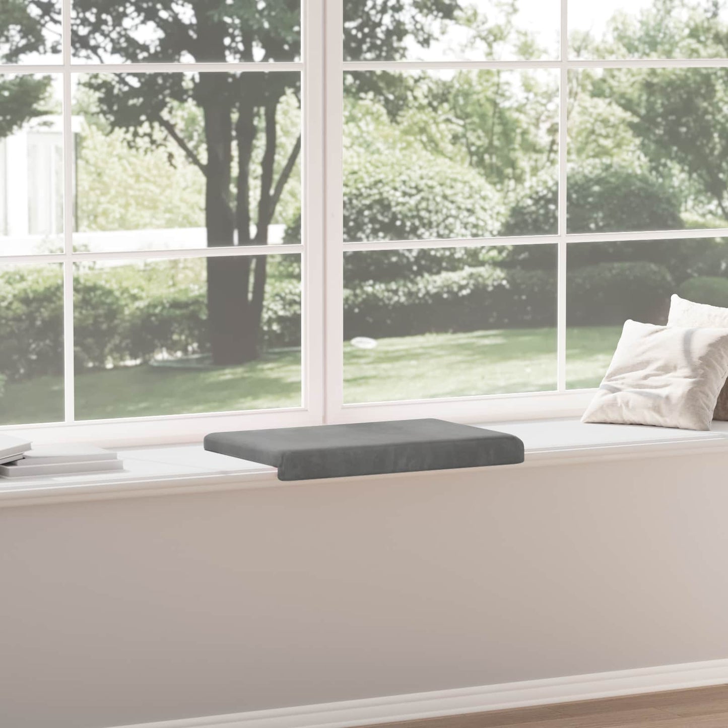 Bench Cushion Velvet Dark Grey Depth 35 cm