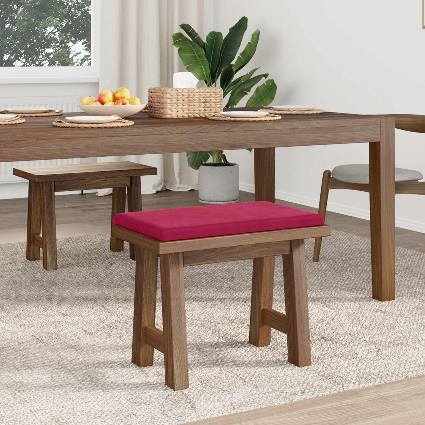 Bench Cushion Velvet Wine Red Depth 35 cm