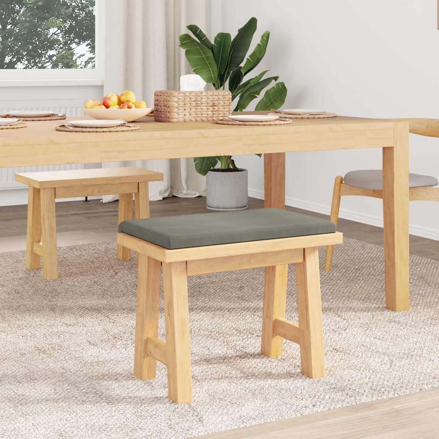 Bench Cushion Corduroy Light Grey Depth 35 cm