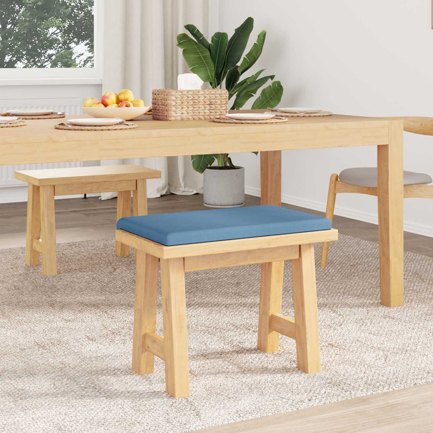 Bench Cushion Corduroy Blue Depth 35 cm